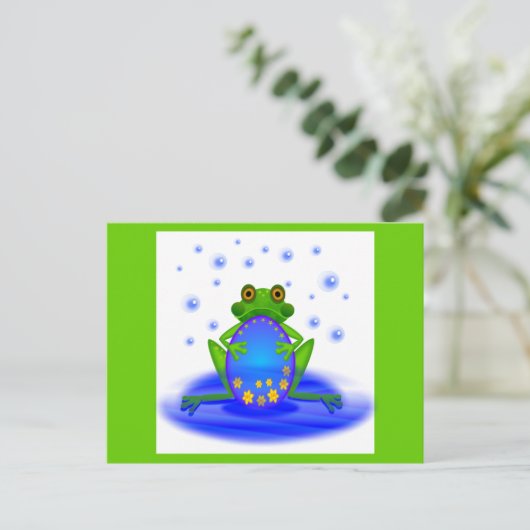Kikker en eieren briefkaart (Staand voorkant)