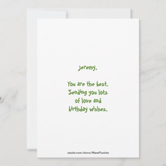 Kikker en Fly Maze Verjaardagskaarten (Achterkant)