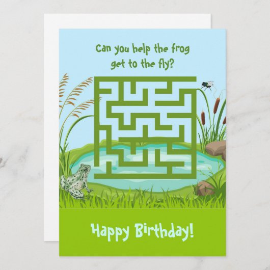 Kikker en Fly Maze Verjaardagskaarten (Voorkant / Achterkant)