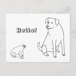 Kikker en Hond, Hallo, Kleurkaarten 2 Briefkaart