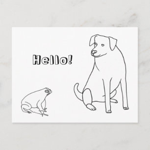 Kikker en Hond, Hallo, Kleurkaarten 2 Briefkaart