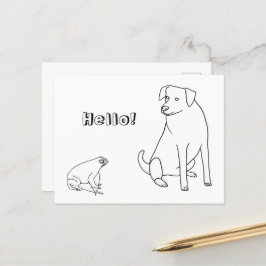 Kikker en hond, Hallo, kleurstoffen Briefkaarten