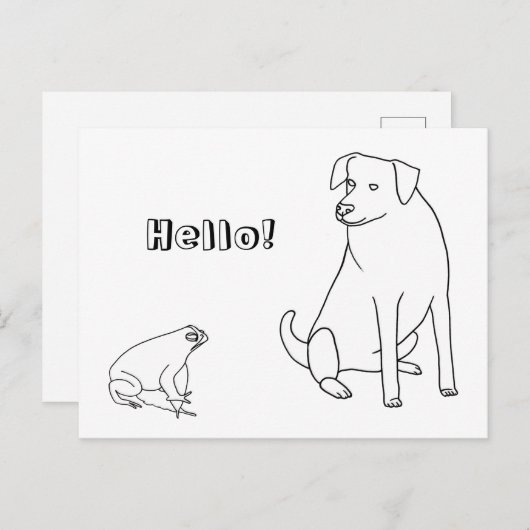 Kikker en hond, Hallo, kleurstoffen Briefkaarten (Voorkant / Achterkant)