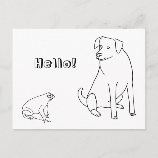 Kikker en hond, Hallo, kleurstoffen Briefkaarten (Voorkant)