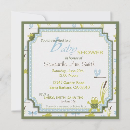 Kikker- en likkervis-Baby shower Kaart (Achterkant)