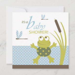 Kikker- en likkervis-Baby shower Kaart