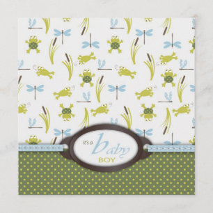 Kikker- en likkervis-Baby shower Kaart