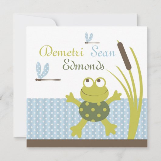 Kikker- en likkervis-Baby shower Kaart (Voorkant)