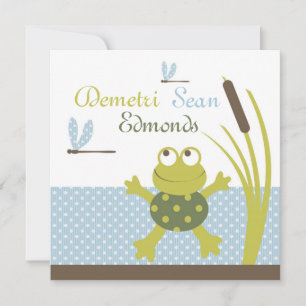 Kikker- en likkervis-Baby shower Kaart