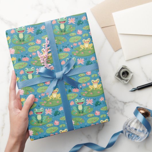 Kikker en Lily Pad Patroon Wrapping Papier (Geschenken)