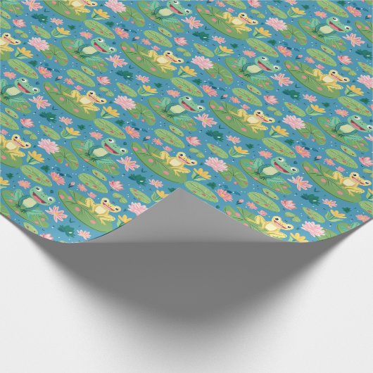 Kikker en Lily Pad Patroon Wrapping Papier (Hoek)