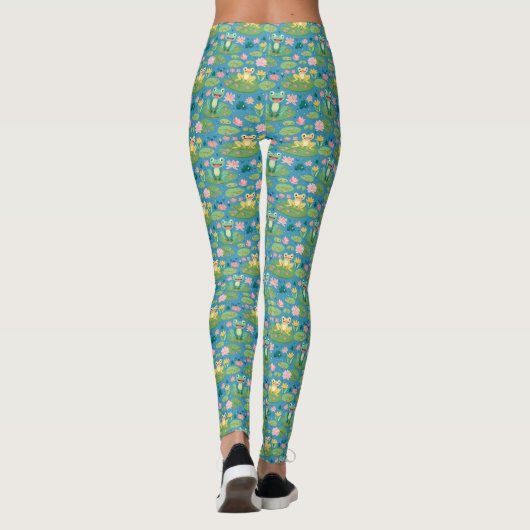 Kikker en Lily Pad Pattern Yogabroek Leggings (Achterkant)