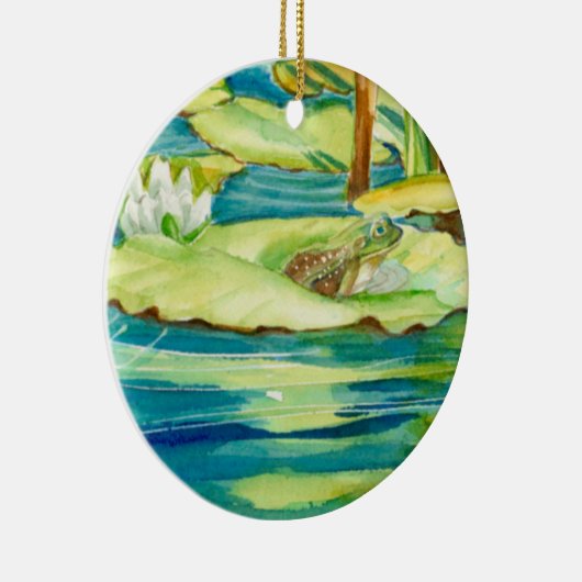 Kikker- en Lily Pad-versiering Keramisch Ornament (Rechts)