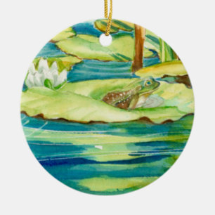 Kikker- en Lily Pad-versiering Keramisch Ornament