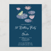 Kikker en Lily Vijver Eerste Verjaardagsfeestuitno Briefkaart (Voorkant)