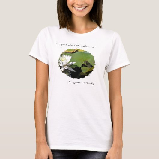 Kikker- en Lotus Flower Inspirerend Quote T-shirt (Voorkant)