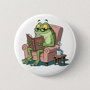 Kikker en onderwijs ronde button 5,7 cm