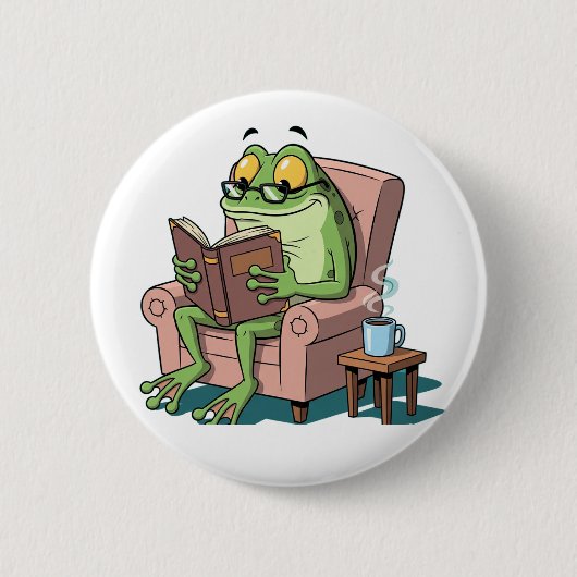 Kikker en onderwijs ronde button 5,7 cm (Voorkant)