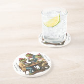 Kikker en pad: We moeten stoppen met eten... Zandsteen Onderzetter (Zijkant)