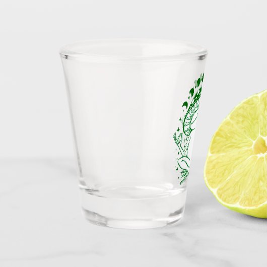 Kikker en paddenstoel, borstelstoel shot glas (Links)