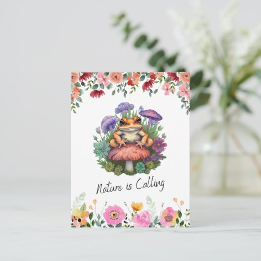 Kikker en paddenstoel briefkaart (Staand voorkant)