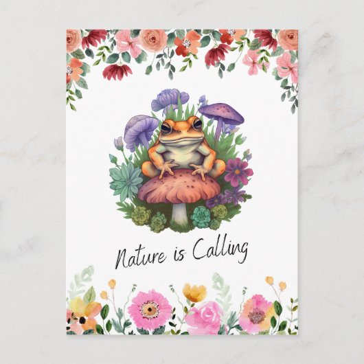 Kikker en paddenstoel briefkaart (Voorkant)