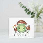 Kikker en paddenstoel | Je maakt me hap Briefkaart (Staand voorkant)