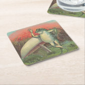 Kikker en paddenstoel kartonnen onderzetters (Schuin)