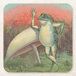 Kikker en paddenstoel kartonnen onderzetters