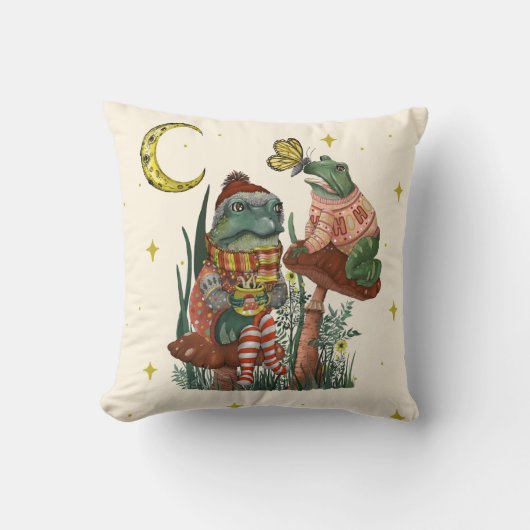 Kikker en paddenstoel Katoen kerstmis Kussen (Voorkant)