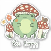 Kikker en paddenstoelen | Be Hoppy Vinyl Sticker (Voorkant)