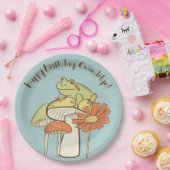 Kikker en paddenstoelen Katoen, speciaal aangepast Papieren Bordje (Feest)