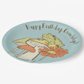 Kikker en paddenstoelen Katoen, speciaal aangepast Papieren Bordje (Gekanteld)