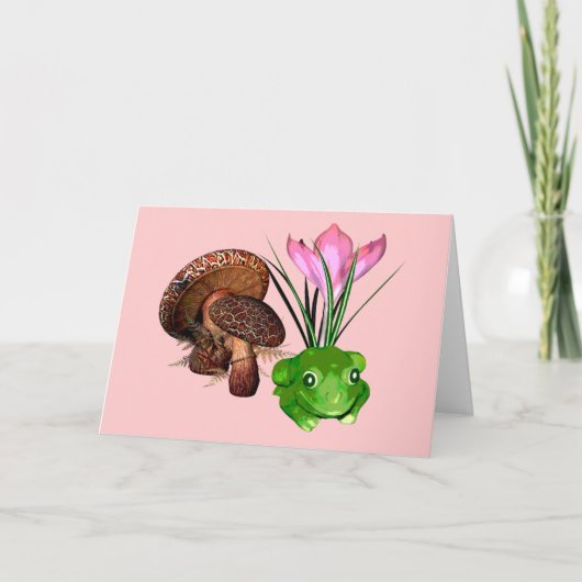 Kikker en paddestoel feestdagen kaart (Voorkant)