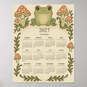 Kikker en Rode Paddenstoelen 2027 Cottagecore Agen Poster