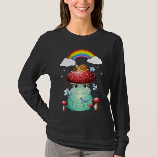 Kikker en slak van paddenstoelen t-shirt (Voorkant)
