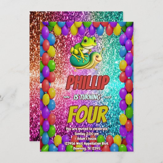 Kikker en Turtle karakter verjaardag uitnodigen Kaart (Voorkant / Achterkant)