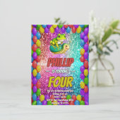 Kikker en Turtle karakter verjaardag uitnodigen Kaart (Staand voorkant)