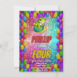 Kikker en Turtle karakter verjaardag uitnodigen Kaart