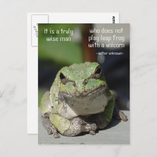 Kikker en unicorn briefkaart (Voorkant / Achterkant)