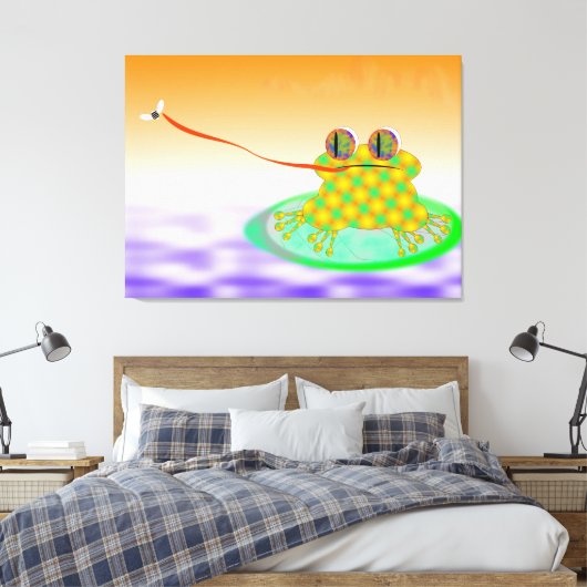 Kikker en vlieg canvas afdruk (Insitu (Slaapkamer))