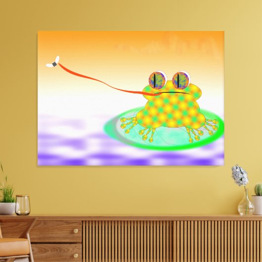 Kikker en vlieg canvas afdruk (Insitu (Woonkamer))