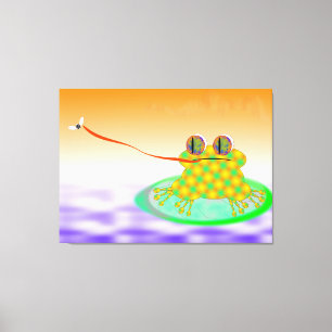 Kikker en vlieg canvas afdruk