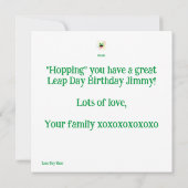 Kikker en vuurwerk Verjaardag Kaart (Achterkant)