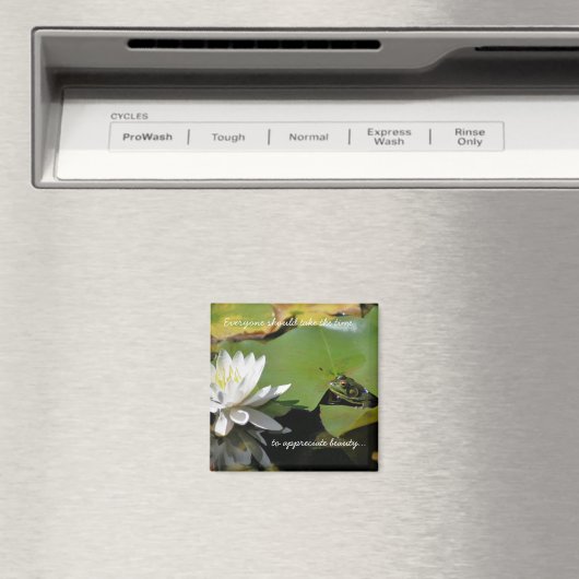 Kikker en water Lily Inspirerend Quote Magnet (Insitu (Vaatwasser))