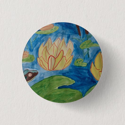 Kikker- en waterlappen Badge Ronde Button 3,2 Cm (Voorkant)