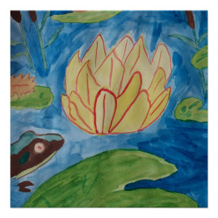Kikker en waterlib Glossy Poster