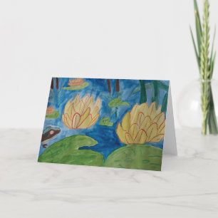 Kikker en waterlilies gevouwen kaart