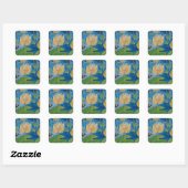 Kikker en waterlilies Square Sticker (Vel)