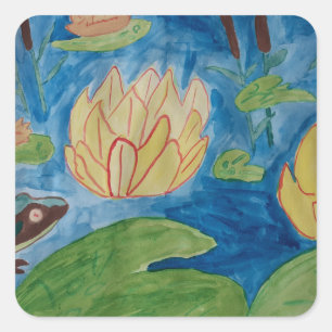 Kikker en waterlilies Square Sticker